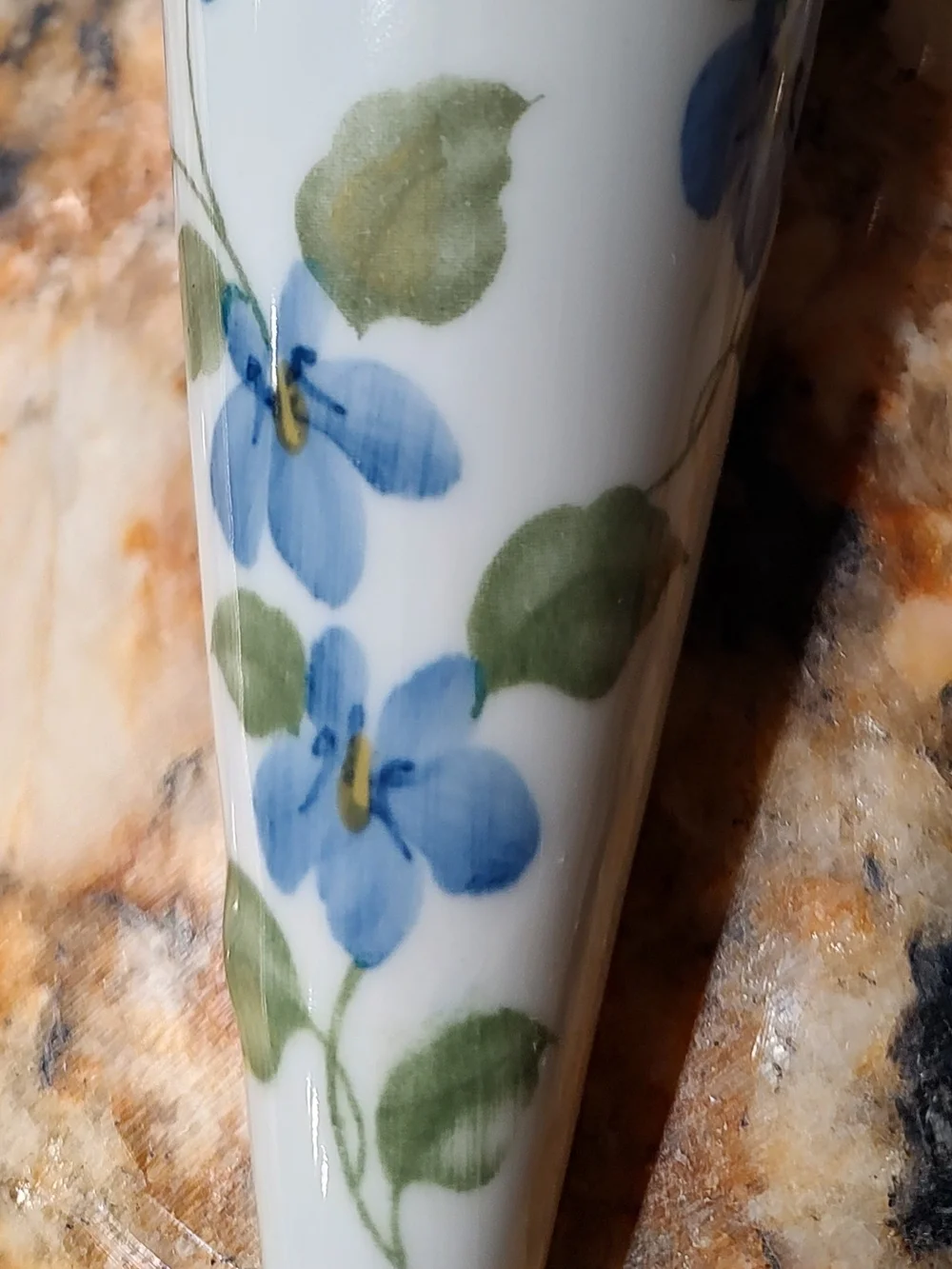 Andrea By Sadek White Porcelain Wall Pocket with Blue/Violet/ Green Floral Motif